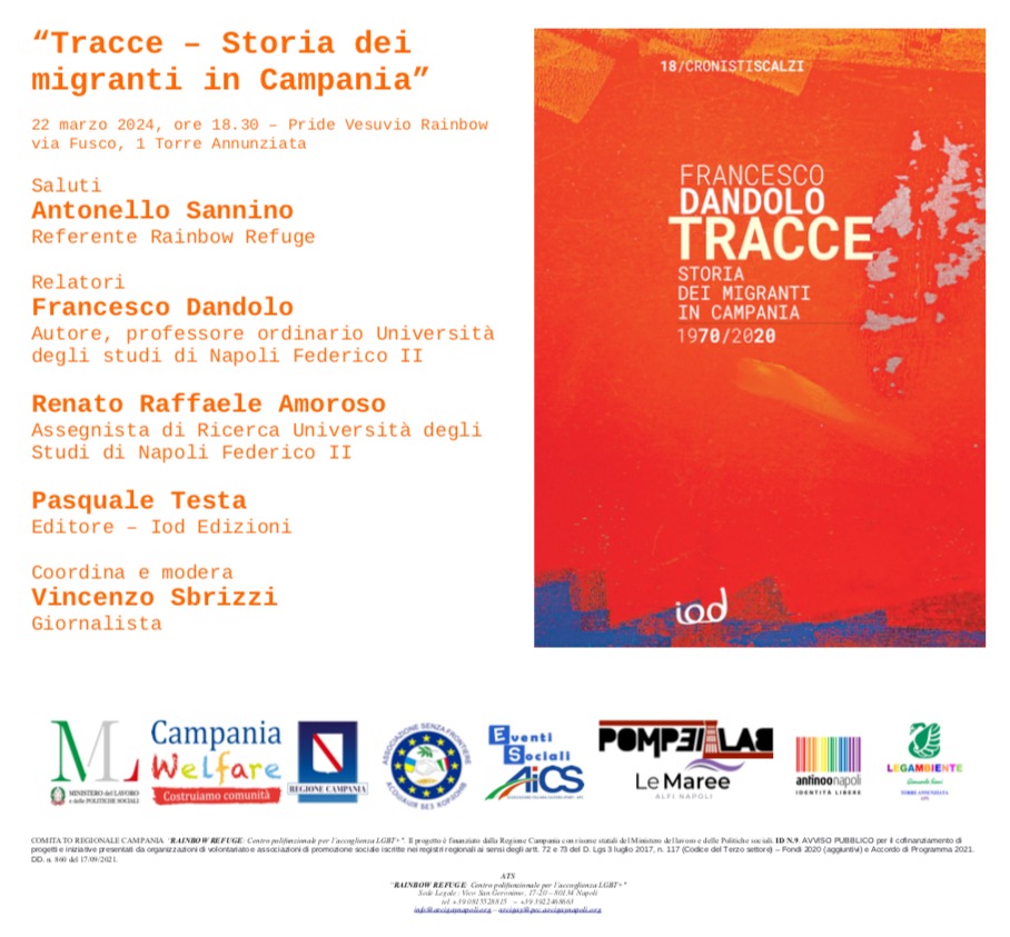 “Tracce, la storia dei migranti in Campania”: presentazione del libro di Dandolo nella settimana contro il razzismo.